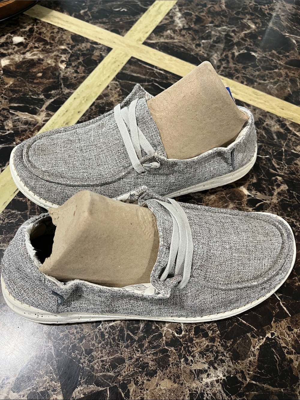 Hey Dude Wally Linen-Style Slip-Ons in Light Grey